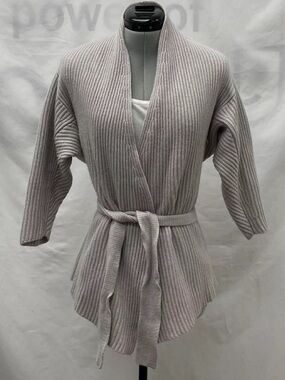 ARMANI COLLEZIONI Ribbed Knit Drop Shoulder Belted Cardigan